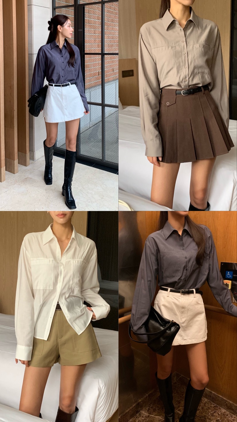 OBSESS韓國直郵女裝新款時尚真品推薦人氣襯衫蕾絲衫口袋OBSESS襯衫/蕾絲衫