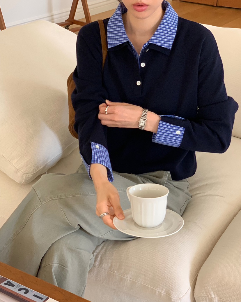 MONTER東大門代購女士新品推薦休閑人氣真品時尚針織衫撞色MONTER針織衫