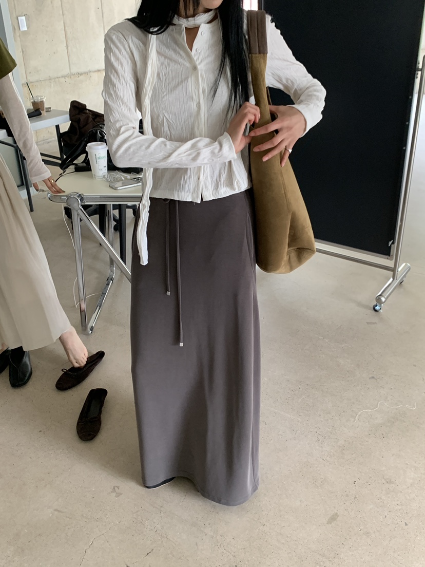 B_GARDER東大門實拍女裝新品休閑人氣推薦長袖T恤含圍巾開衫B.GARDER長袖T恤
