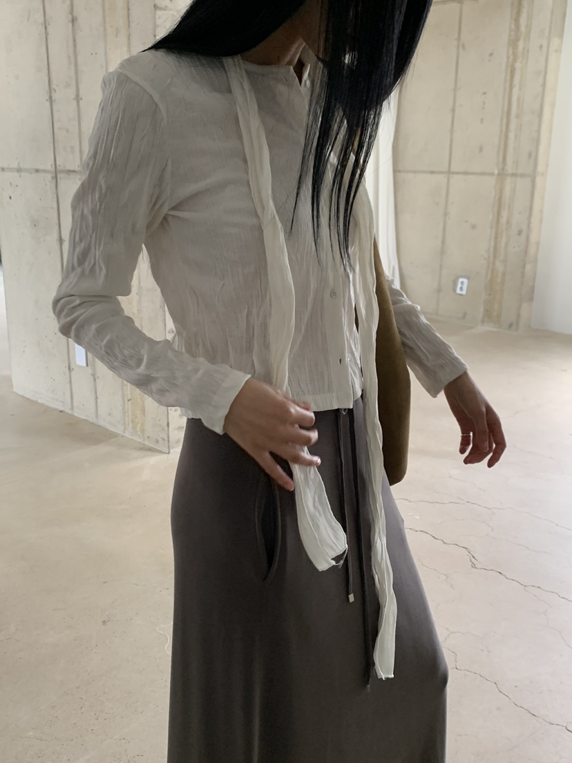 B_GARDER東大門實拍女裝新品休閑人氣推薦長袖T恤含圍巾開衫B.GARDER長袖T恤
