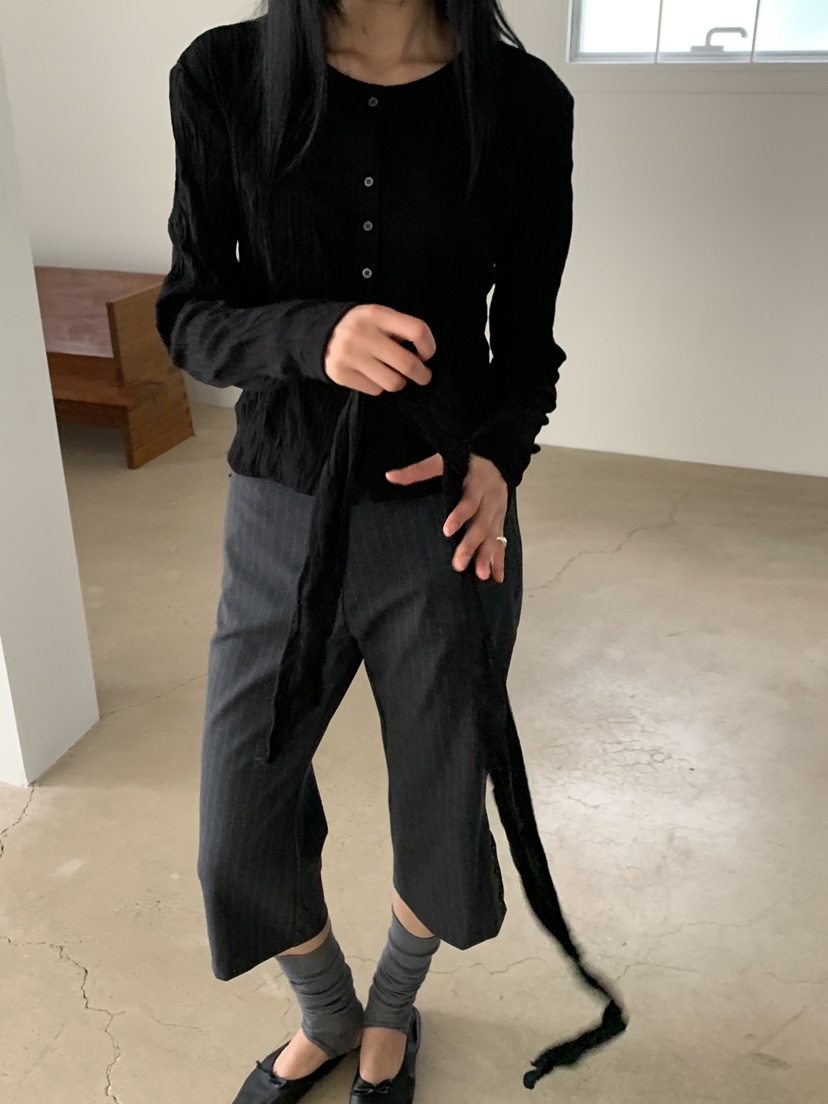 B_GARDER東大門實拍女裝新品休閑人氣推薦長袖T恤含圍巾開衫B.GARDER長袖T恤