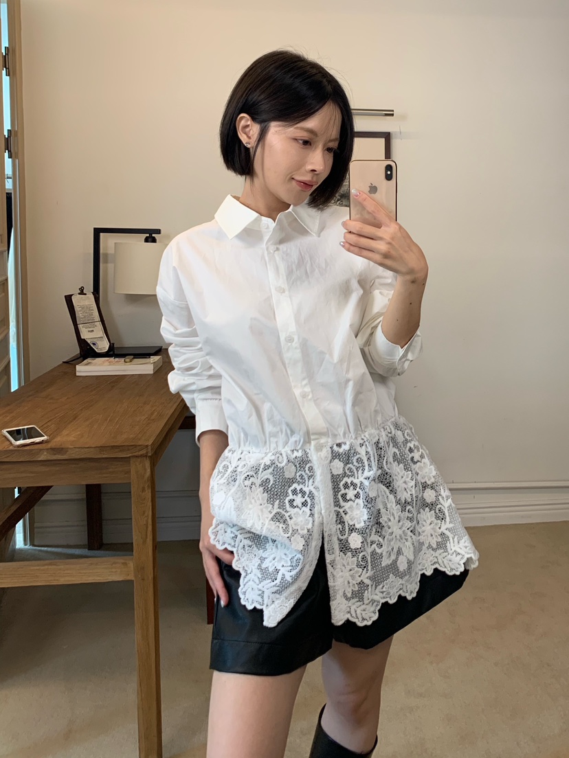 FABRIC韓國代購女裝新款推薦熱賣人氣真品襯衫蕾絲衫蕾絲FABRIC襯衫/蕾絲衫
