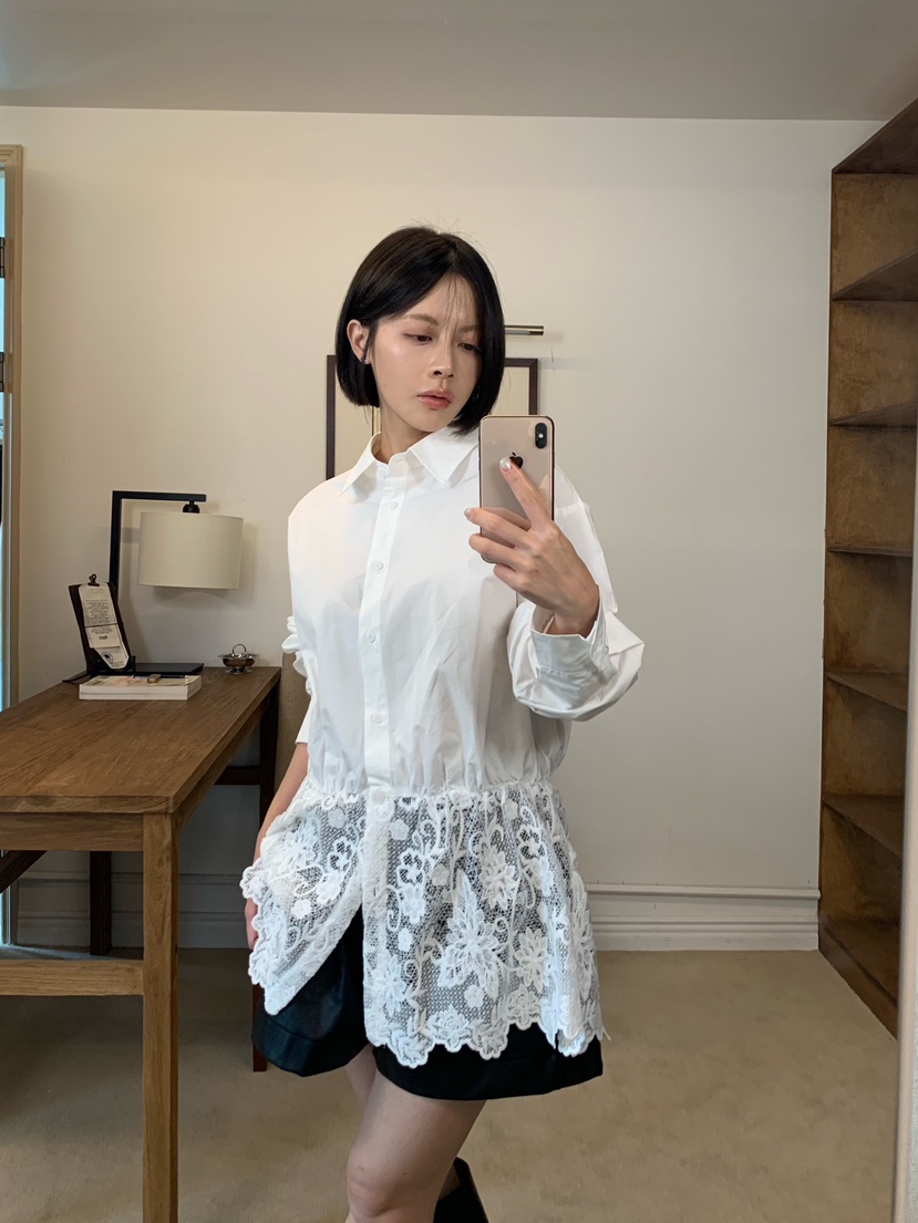 FABRIC韓國代購女裝新款推薦熱賣人氣真品襯衫蕾絲衫蕾絲FABRIC襯衫/蕾絲衫