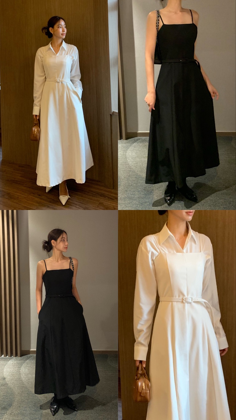OBSESS韓國直郵女裝新款推薦時尚熱賣真品連衣裙OPS含腰帶OBSESS連衣裙