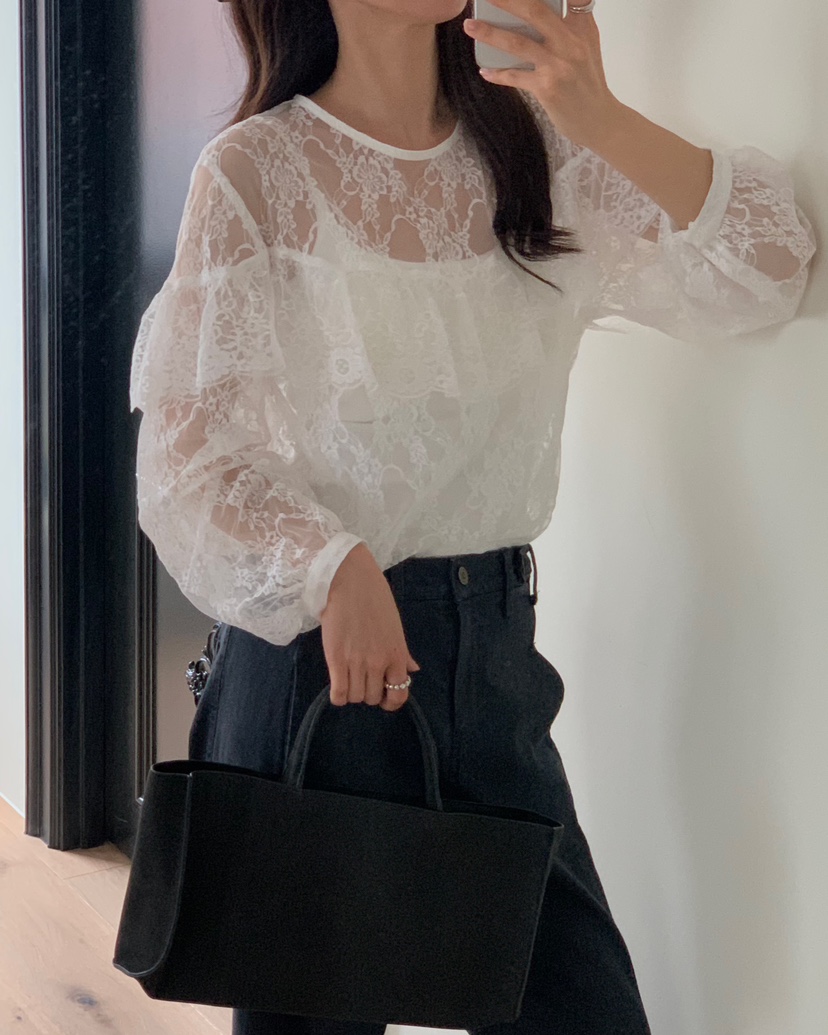 MONTER東大門代購女裝新品推薦休閑時尚襯衫蕾絲衫網狀蕾絲MONTER襯衫/蕾絲衫