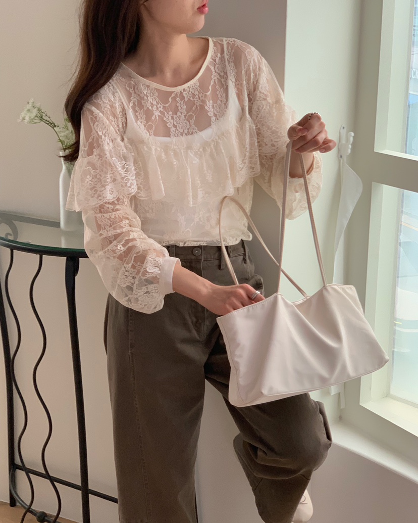 MONTER東大門代購女裝新品推薦休閑時尚襯衫蕾絲衫網狀蕾絲MONTER襯衫/蕾絲衫