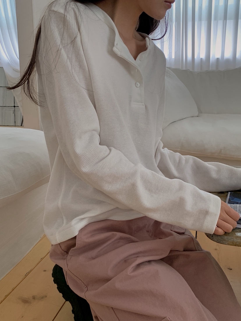 LONG PEAK東大門代購女士新品人氣休閑時尚長袖T恤華夫格LONG PEAK長袖T恤