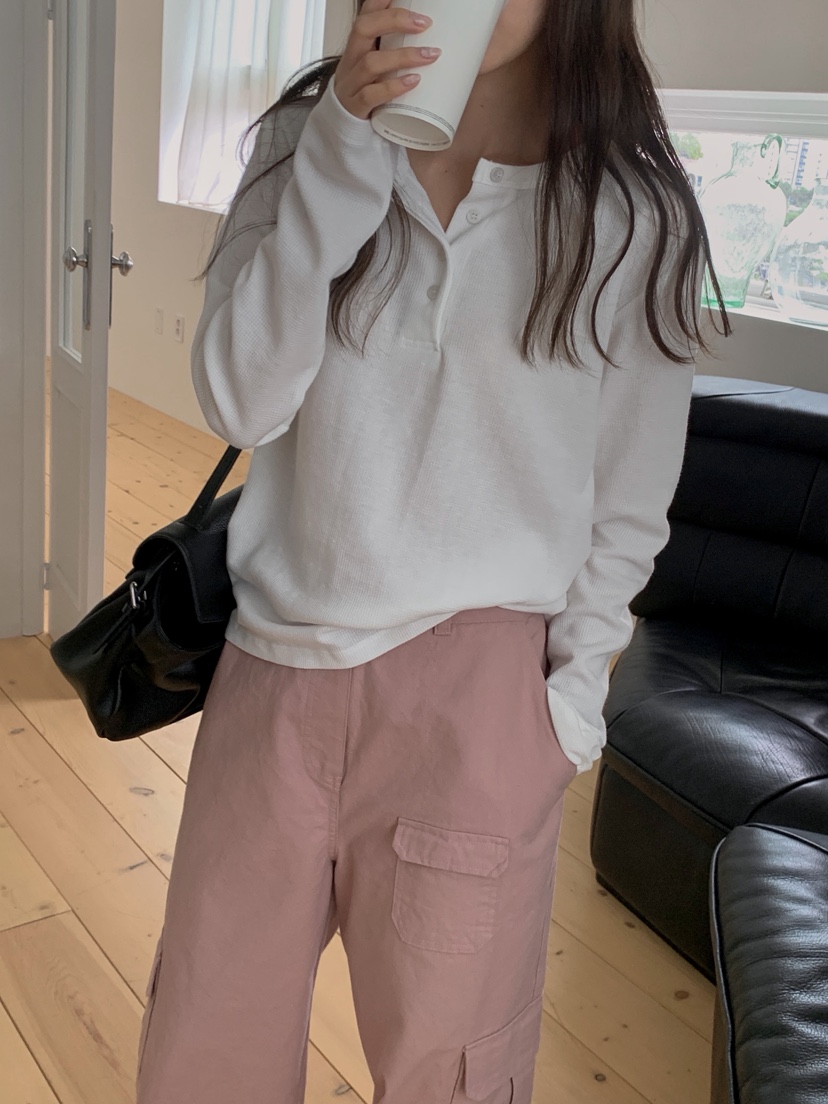 LONG PEAK東大門代購女士新品人氣休閑時尚長袖T恤華夫格LONG PEAK長袖T恤