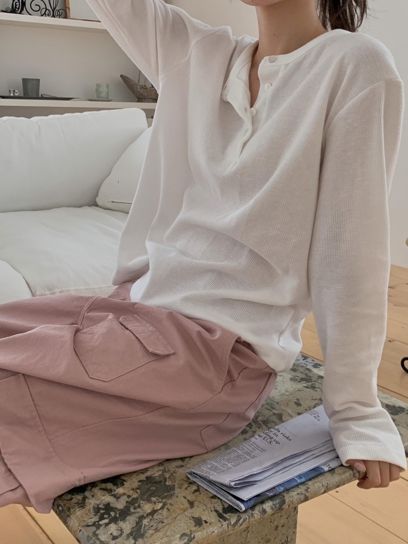 LONG PEAK東大門代購女士新品人氣休閑時尚長袖T恤華夫格LONG PEAK長袖T恤