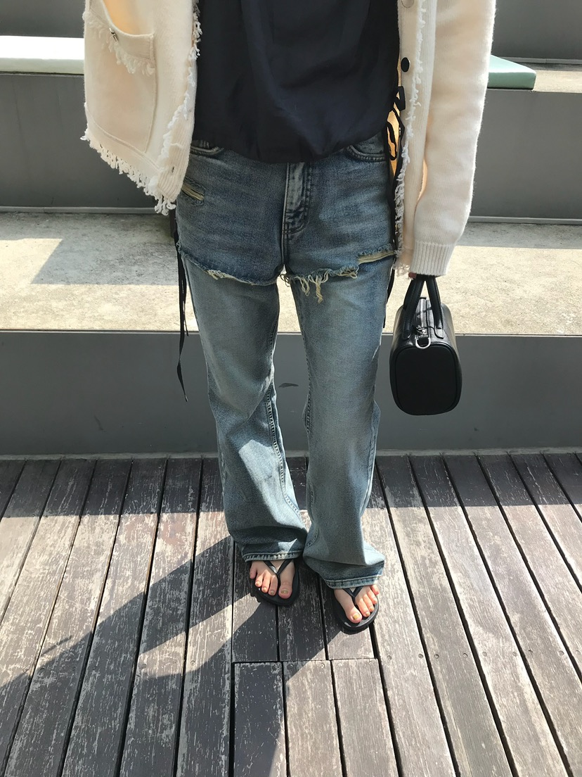 ESCHER東大門代購女裝新款人氣休閑時尚真品牛仔褲喇叭褲ESCHER牛仔褲