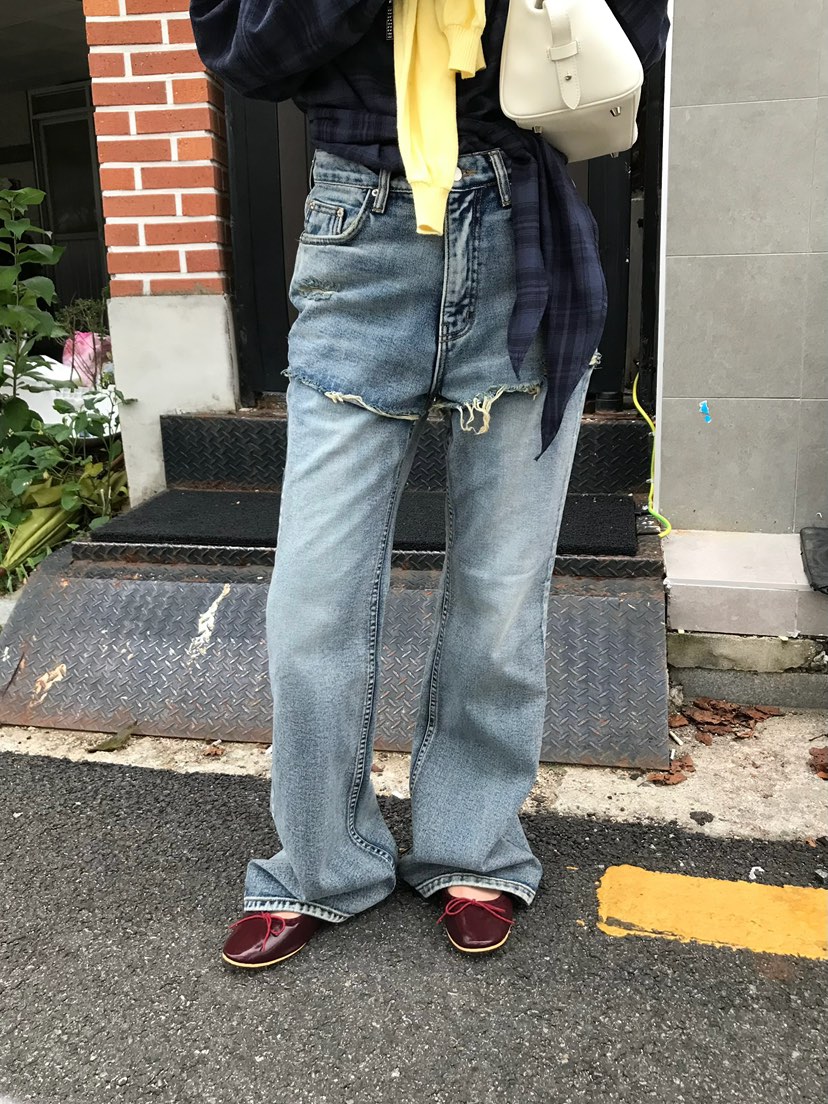 ESCHER東大門代購女裝新款人氣休閑時尚真品牛仔褲喇叭褲ESCHER牛仔褲