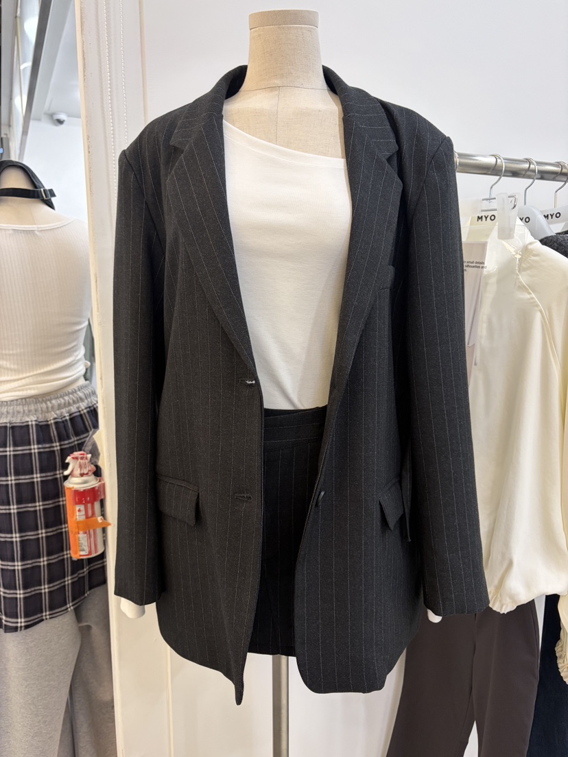 MYO東大門實拍女裝新款時尚熱賣人氣真品休閑西裝西服羅紋MYO西裝/西服圖色2條紋