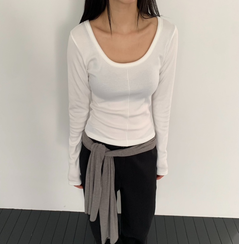 MOMENT韓國直郵女士新款推薦真品休閑人氣熱賣長袖T恤褶裥MOMENT/RECOVER長袖T恤