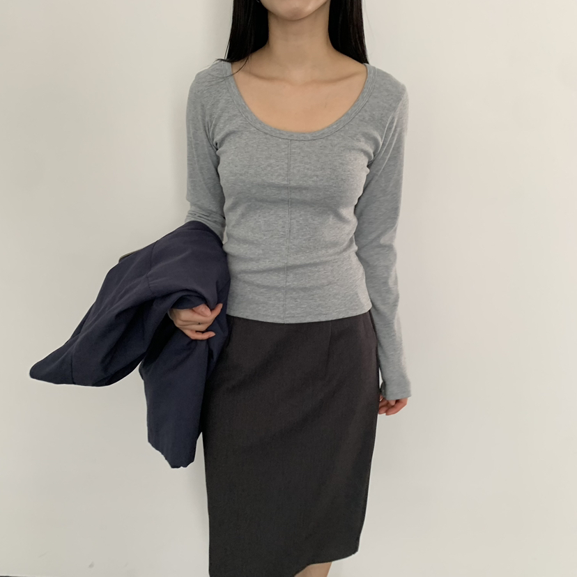 MOMENT韓國直郵女士新款推薦真品休閑人氣熱賣長袖T恤褶裥MOMENT/RECOVER長袖T恤