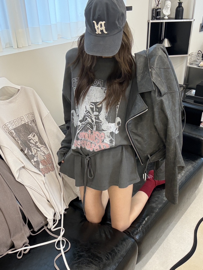 OKIE東大門直郵女士新品時尚人氣休閑推薦熱賣職業衛衣腰帶OKIE衛衣