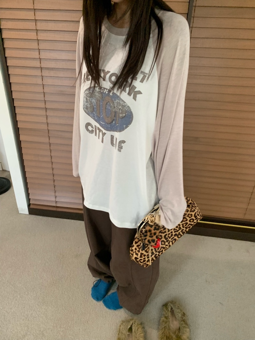 OKIE韓國直郵女裝新品時尚休閑真品人氣推薦長袖T恤插肩袖OKIE長袖T恤