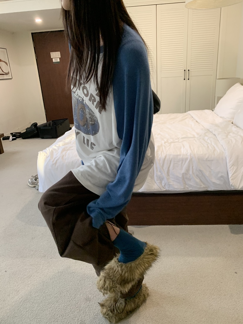 OKIE韓國直郵女裝新品時尚休閑真品人氣推薦長袖T恤插肩袖OKIE長袖T恤