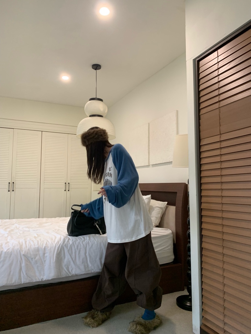 OKIE韓國直郵女裝新品時尚休閑真品人氣推薦長袖T恤插肩袖OKIE長袖T恤