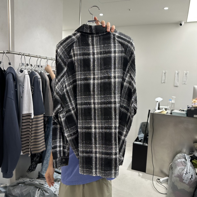 ANDE韓國代購女裝新品時尚人氣真品推薦休閑襯衫蕾絲衫格紋ANDE襯衫/蕾絲衫