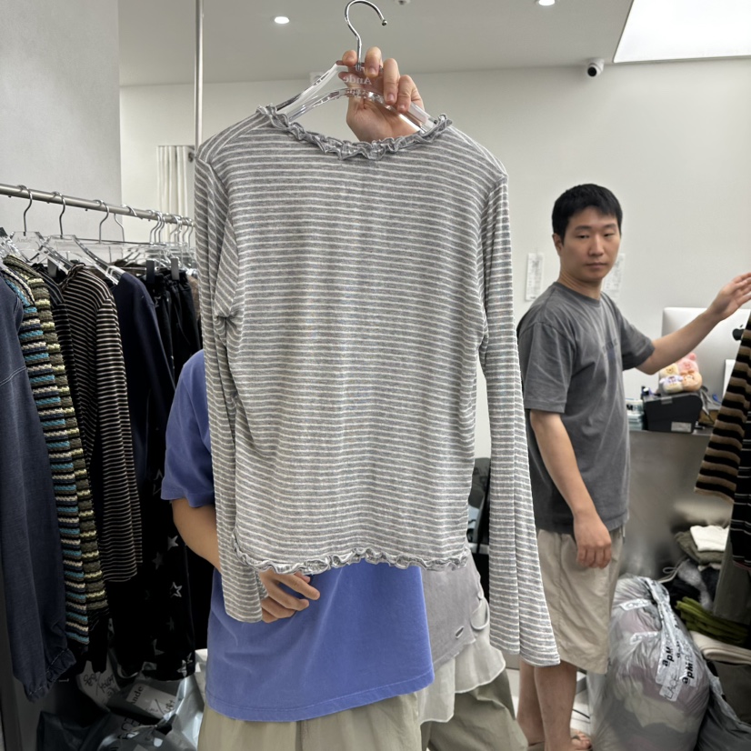 ANDE韓國代購女裝新品推薦熱賣人氣長袖T恤美利奴羊毛開衫ANDE長袖T恤