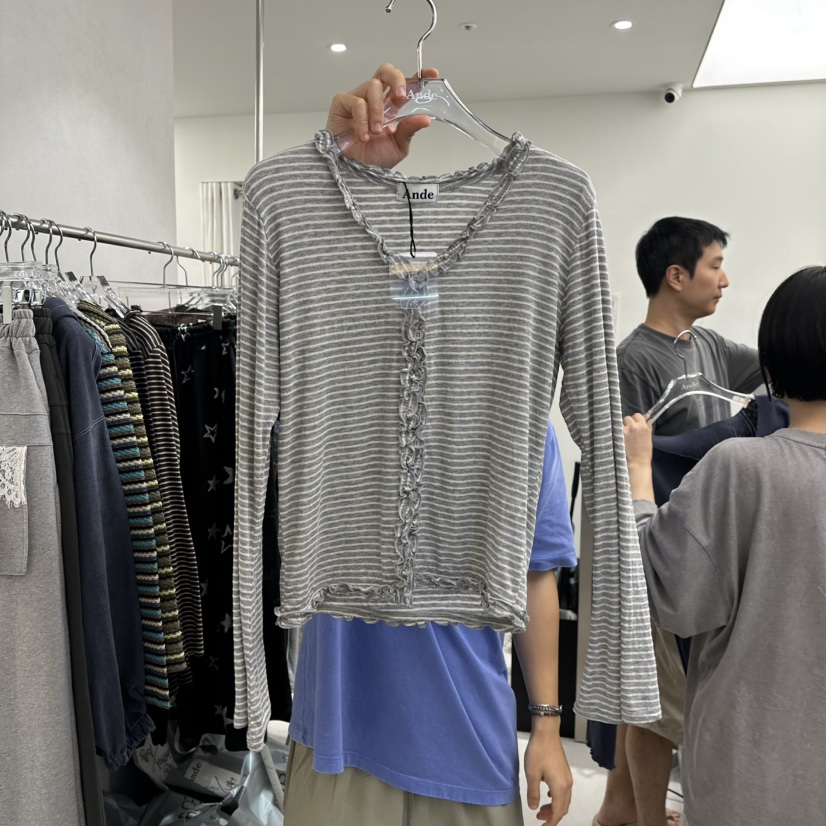 ANDE韓國代購女裝新品推薦熱賣人氣長袖T恤美利奴羊毛開衫ANDE長袖T恤圖色2
