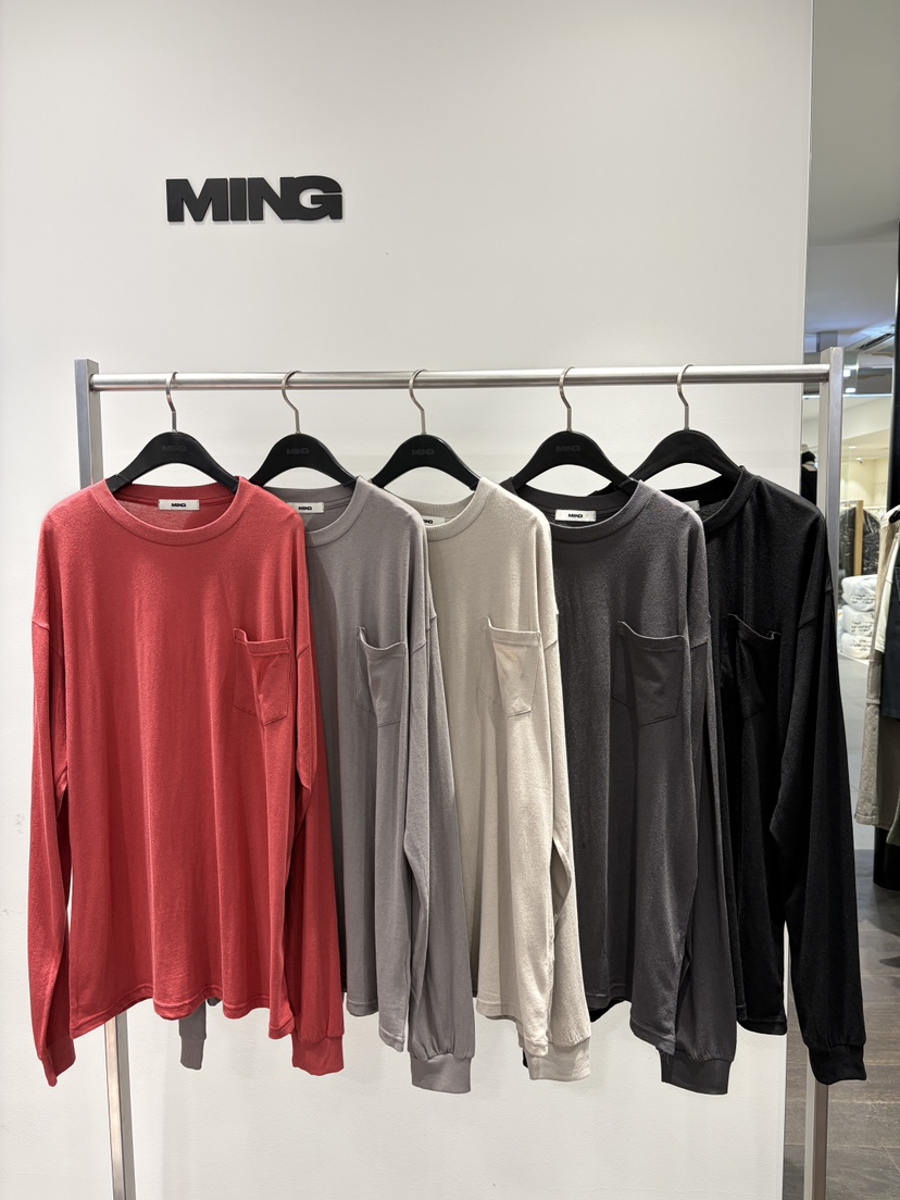MING/MENG東大門代購女裝新款人氣熱賣推薦長袖T恤口袋寬松MING/MENG長袖T恤