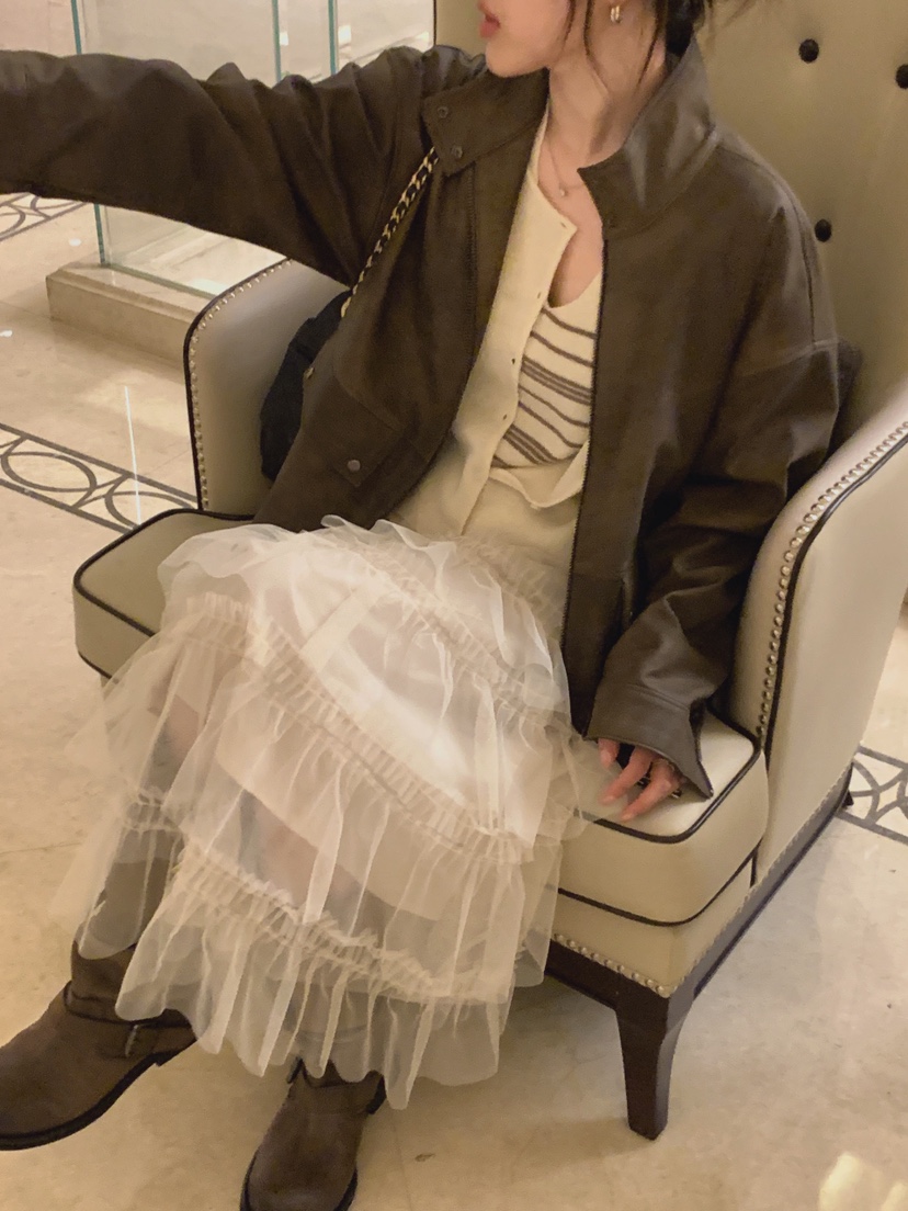 LA CREME東大門實拍女士新款熱賣推薦休閑人氣夾克皮革高領LA CREME夾克
