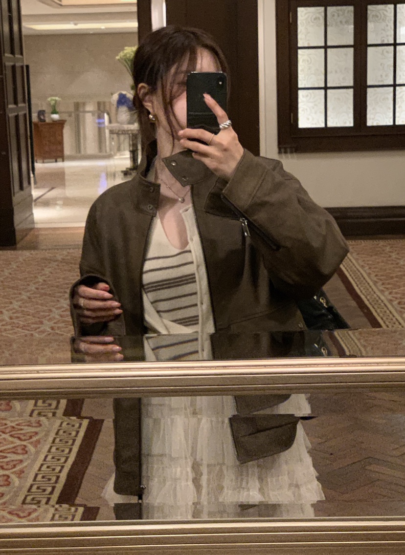 LA CREME東大門實拍女士新款熱賣推薦休閑人氣夾克皮革高領LA CREME夾克