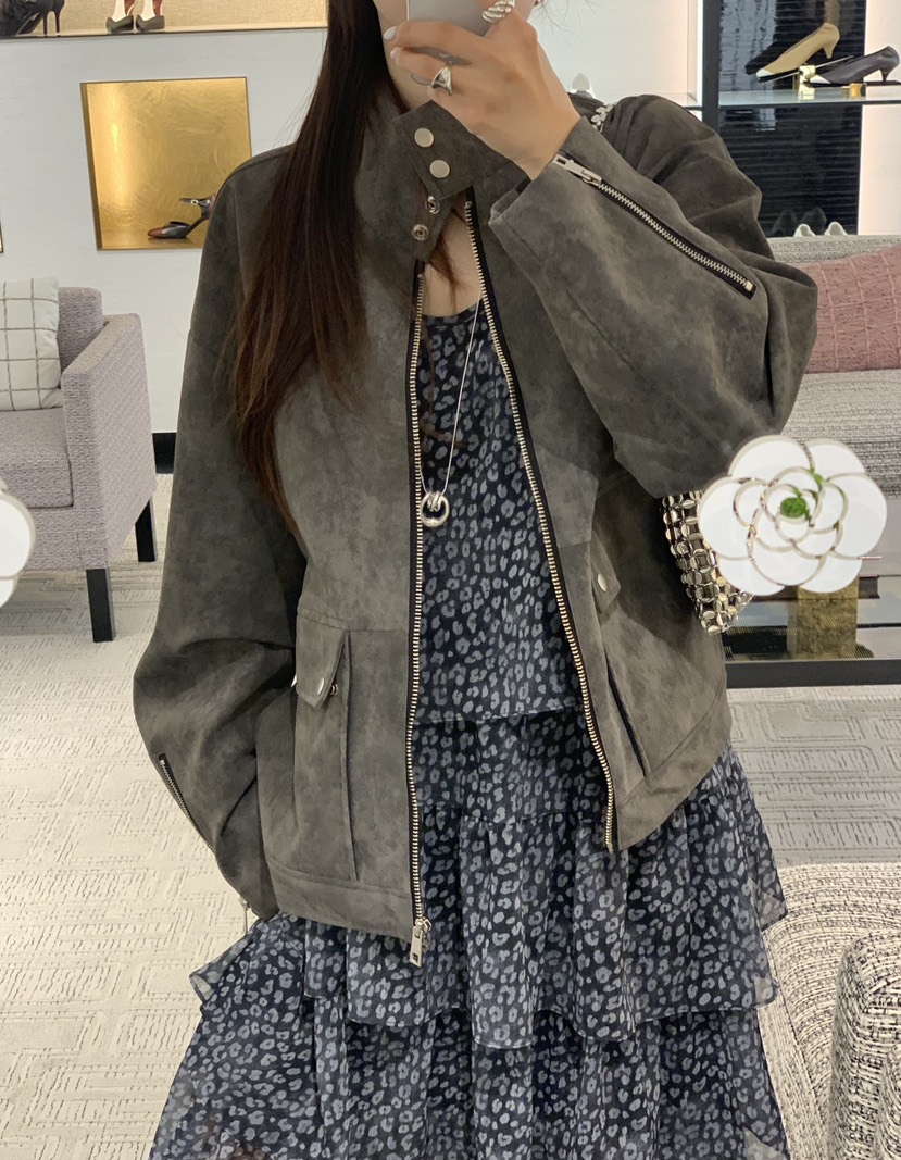 LA CREME東大門實拍女士新款熱賣推薦休閑人氣夾克皮革高領LA CREME夾克