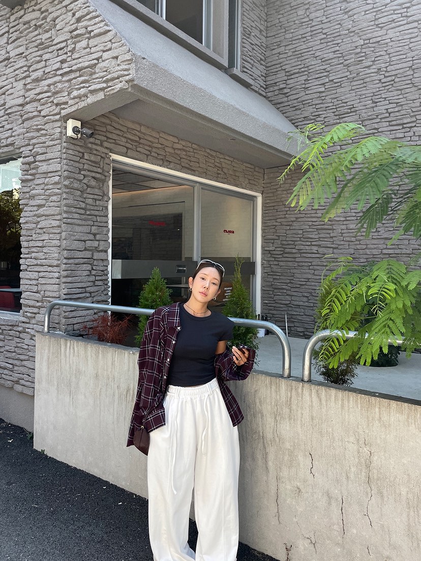 PAIRING韓國直郵女裝新款休閑真品人氣時尚襯衫蕾絲衫格子PAIRING襯衫/蕾絲衫