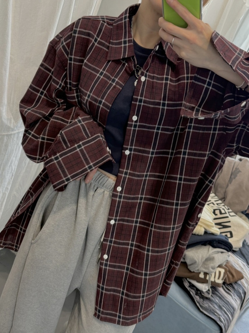 PAIRING韓國直郵女裝新款休閑真品人氣時尚襯衫蕾絲衫格子PAIRING襯衫/蕾絲衫