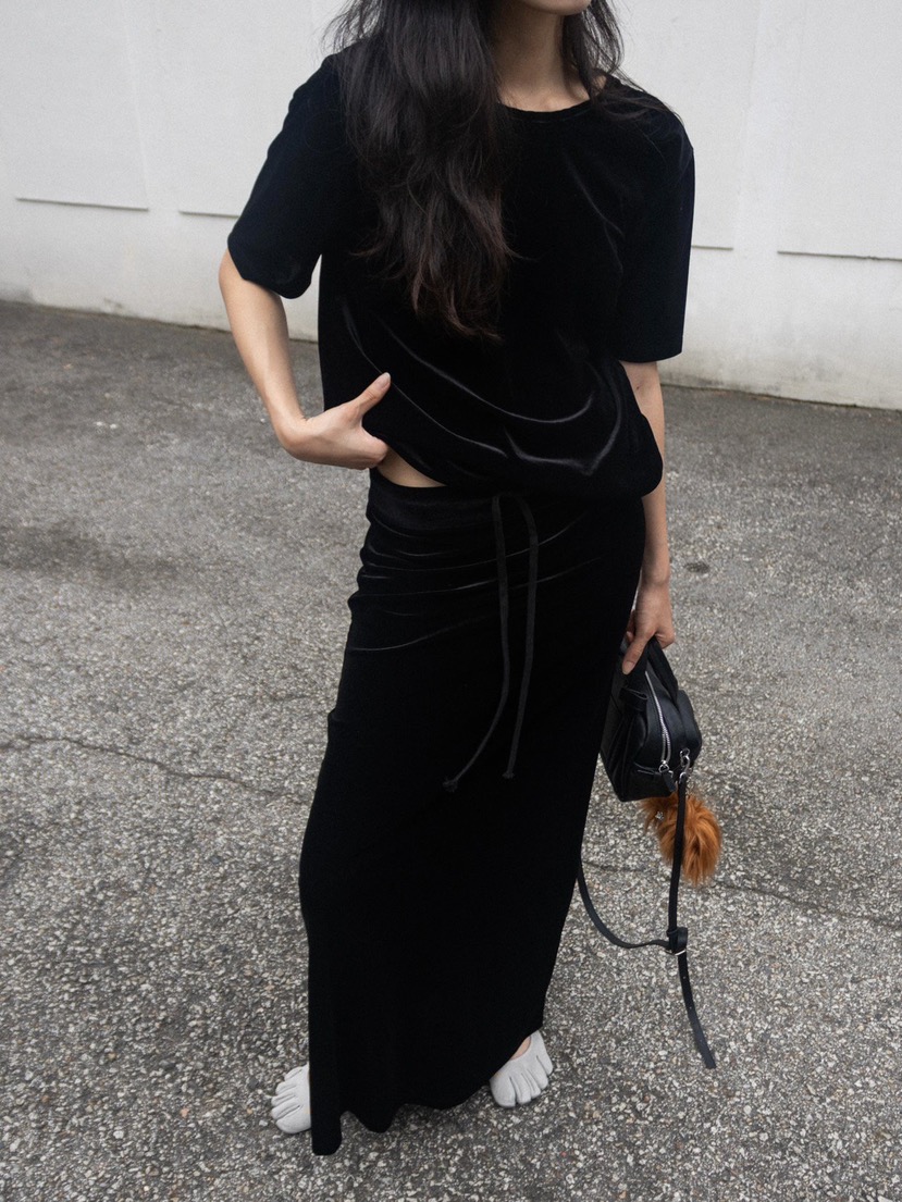 INSSENSE-A東大門直郵女士新品時尚推薦人氣休閑長裙絲絨INSSENSE-A長裙