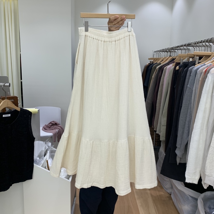 GOLDEN MARKET韓國代購女士新品休閑推薦時尚人氣長裙褶裥GOLDEN MARKET長裙