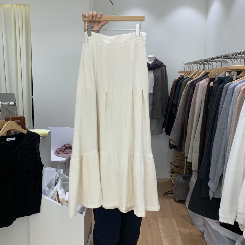 GOLDEN MARKET韓國代購女士新品休閑推薦時尚人氣長裙褶裥GOLDEN MARKET長裙圖色1