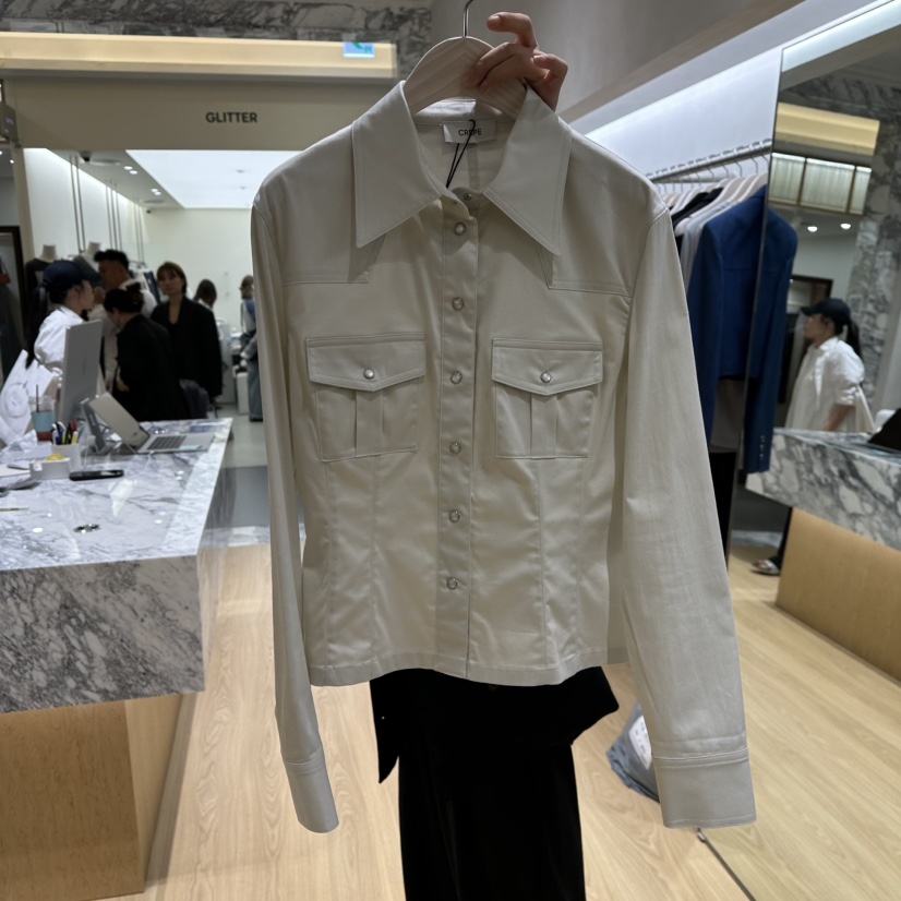 CREPE韓國代購女士新款熱賣推薦真品人氣時尚休閑襯衫蕾絲衫CREPE襯衫/蕾絲衫圖色2