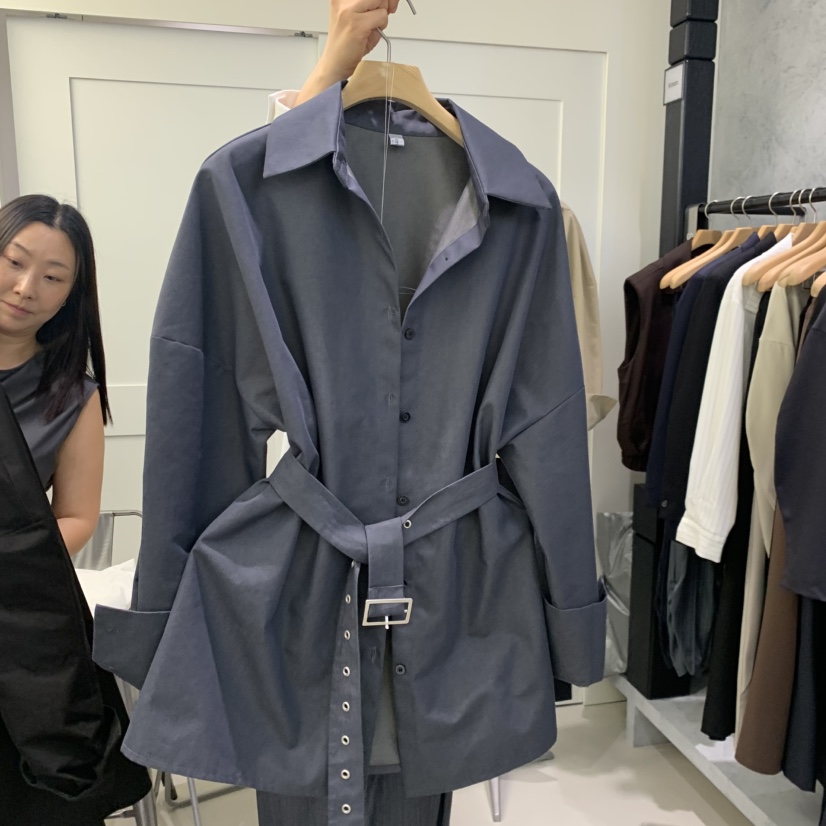 AMON東大門實拍女士新品時尚真品人氣熱賣襯衫蕾絲衫含腰帶AMON襯衫/蕾絲衫圖色2