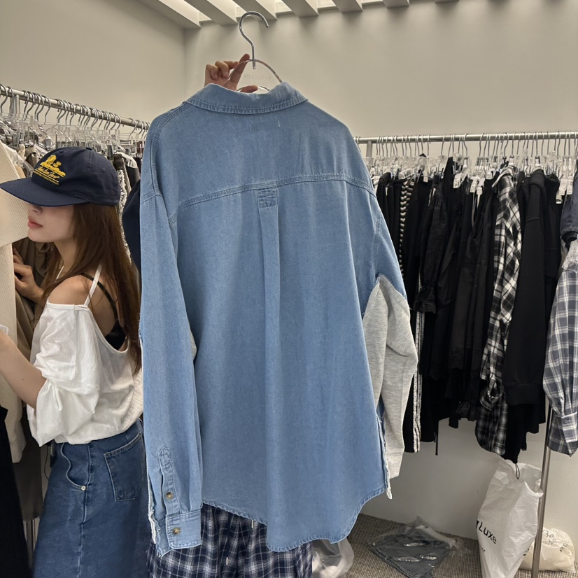 VIRKIN東大門直郵女士新品推薦休閑時尚真品襯衫蕾絲衫撞色VIRKIN襯衫/蕾絲衫