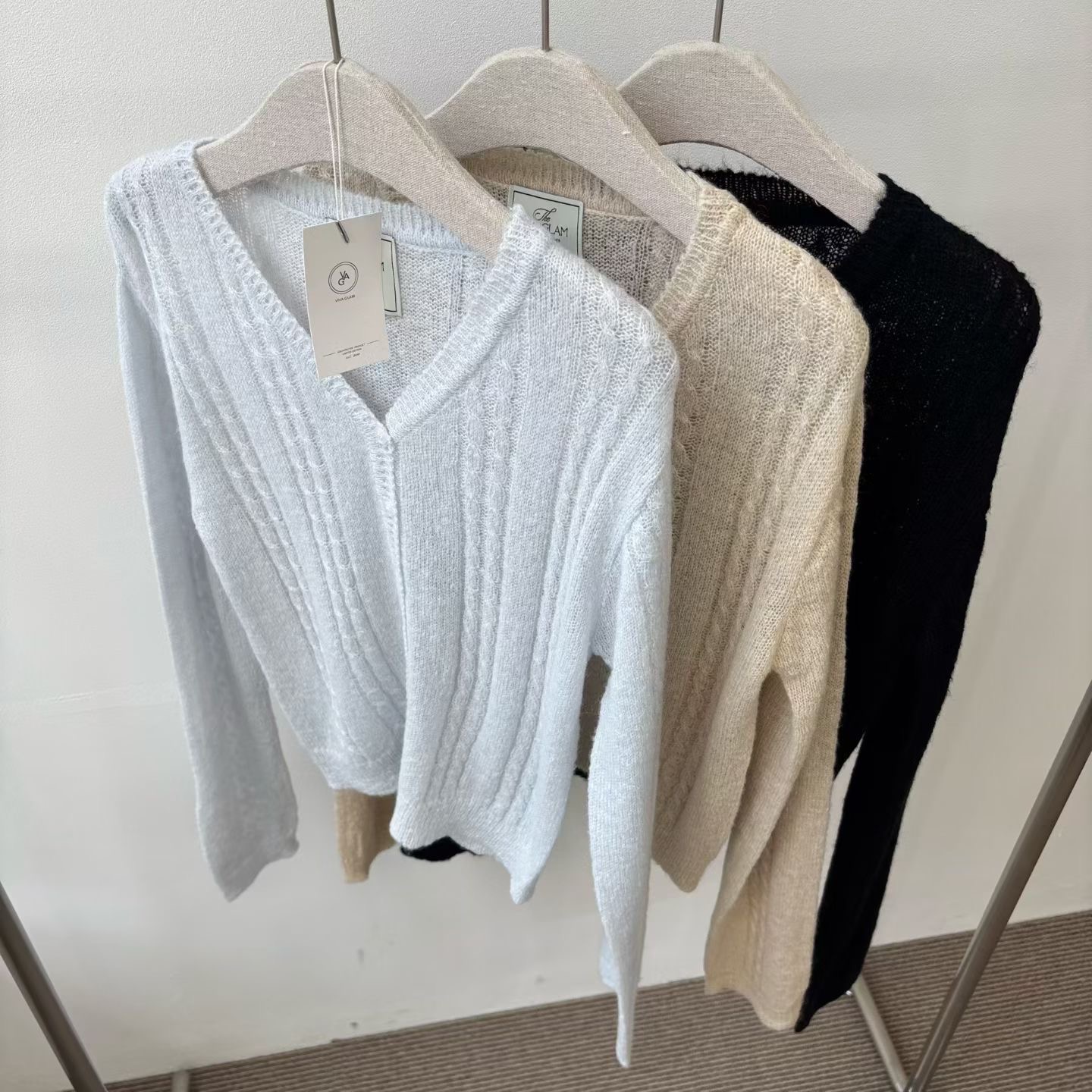 MINIMALGROUND/VIVAGLAM韓國直郵女士新款真品針織衫開襟MINIMALGROUND/VIVAGLAM針織衫圖色3左三色