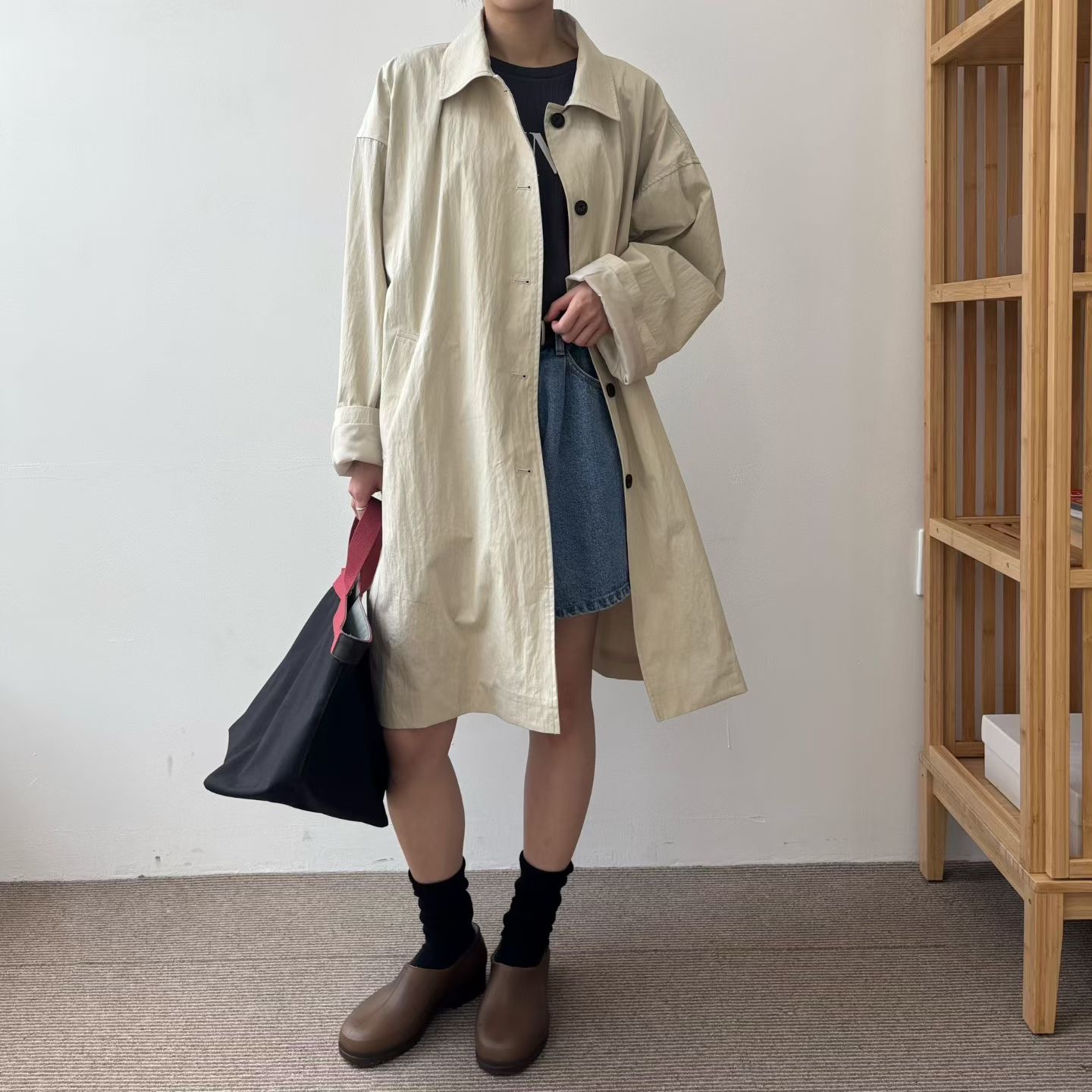 MINIMALGROUND/VIVAGLAM韓國代購女裝新款熱賣時尚長款風衣MINIMALGROUND/VIVAGLAM長款風衣