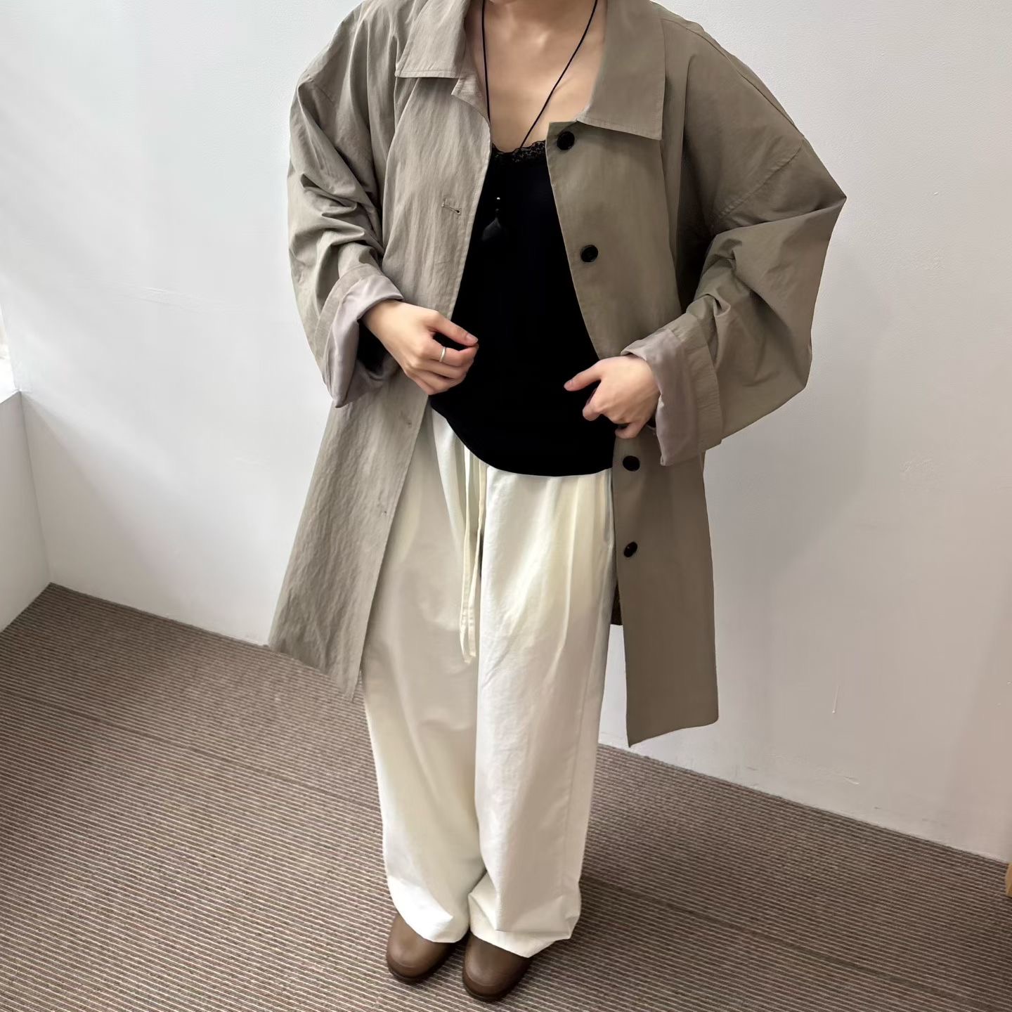 MINIMALGROUND/VIVAGLAM韓國代購女裝新款熱賣時尚長款風衣MINIMALGROUND/VIVAGLAM長款風衣圖色1