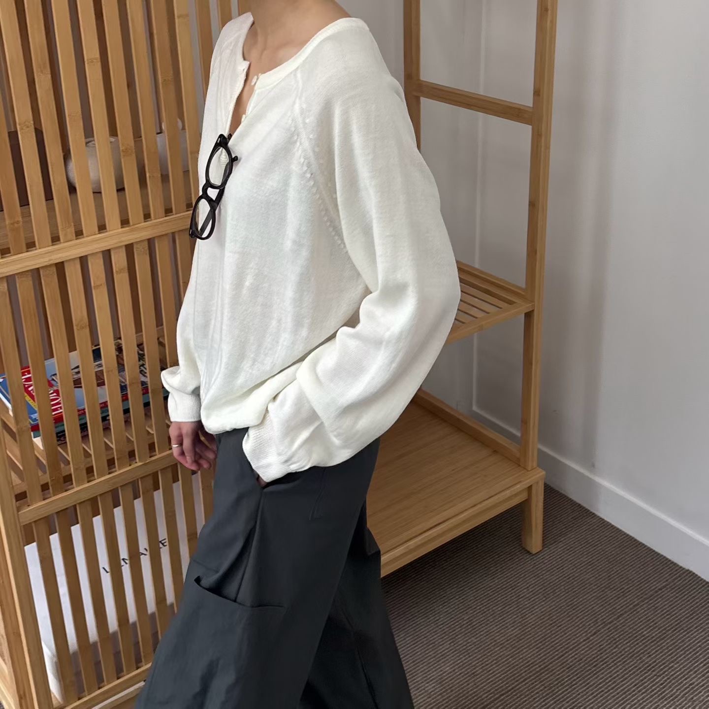 MINIMALGROUND/VIVAGLAM韓國代購女士新品熱賣針織衫不含內搭紐扣MINIMALGROUND/VIVAGLAM針織衫