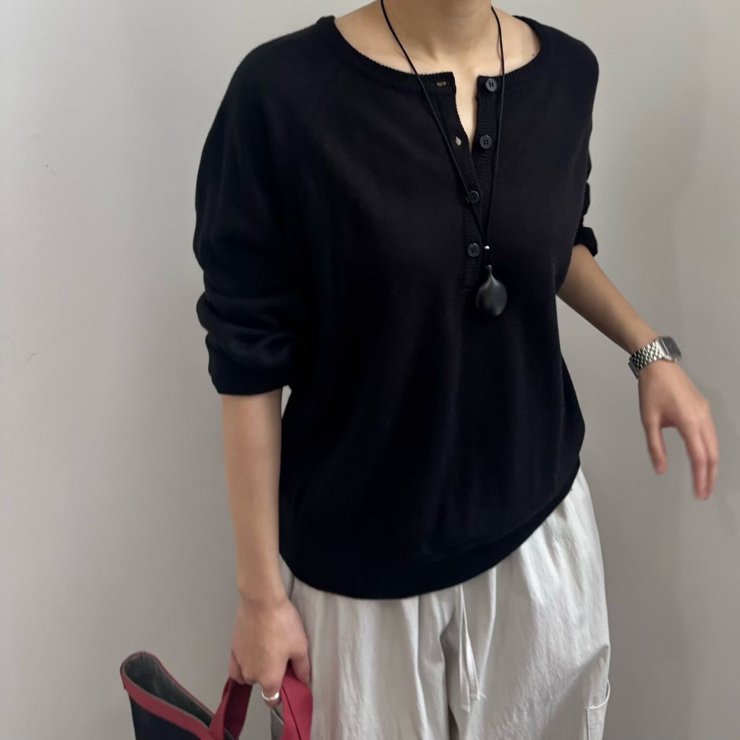 MINIMALGROUND/VIVAGLAM韓國代購女士新品熱賣針織衫不含內搭紐扣MINIMALGROUND/VIVAGLAM針織衫圖色1