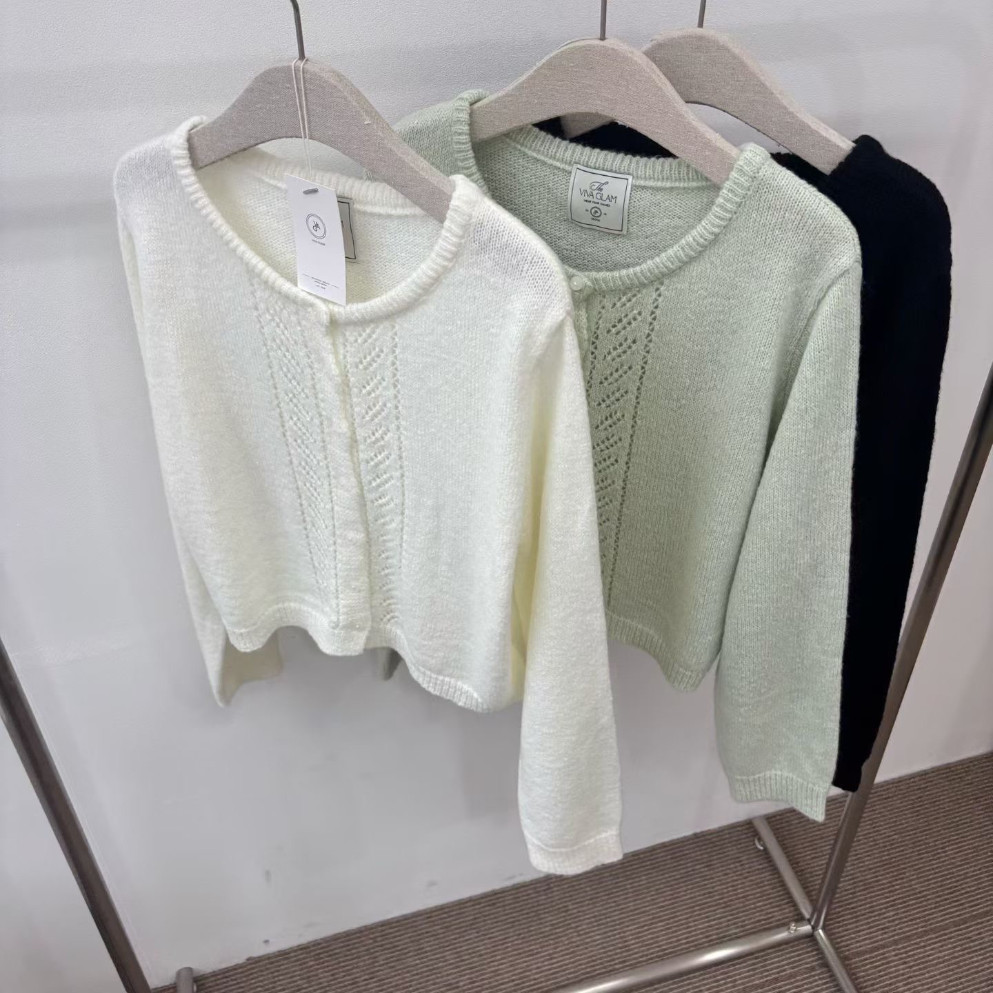 MINIMALGROUND/VIVAGLAM東大門代購女士新品時尚針織衫開衫MINIMALGROUND/VIVAGLAM針織衫圖色3左三色
