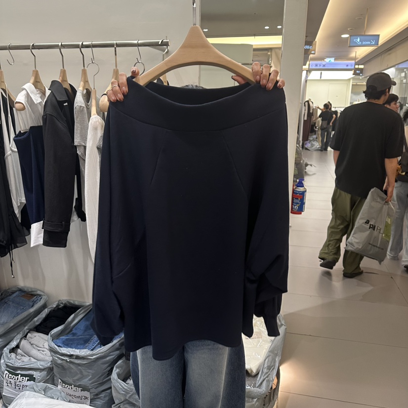 RENDER韓國代購女士新品時尚休閑推薦熱賣人氣真品衛衣露肩RENDER衛衣