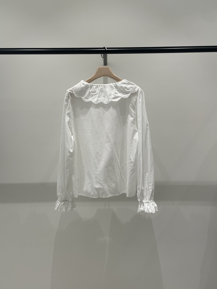 CLAFO韓國代購女士新品休閑真品熱賣推薦襯衫蕾絲衫荷葉邊CLAFO襯衫/蕾絲衫