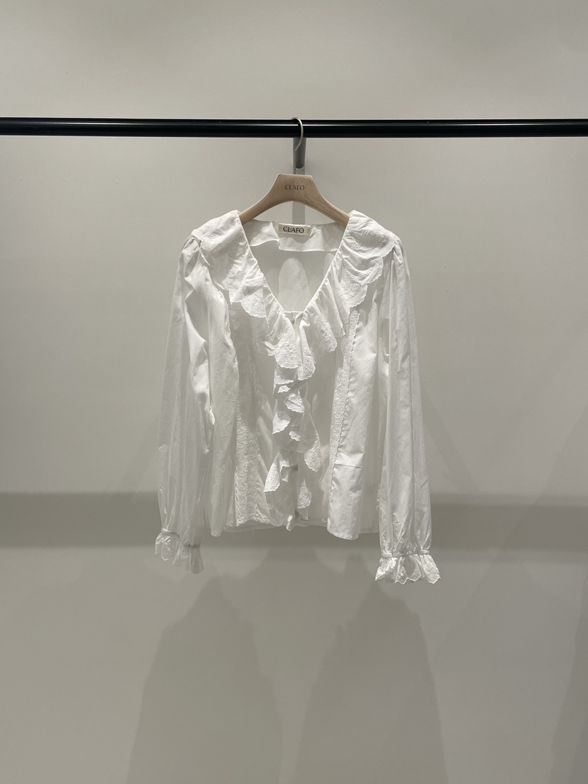 CLAFO韓國代購女士新品休閑真品熱賣推薦襯衫蕾絲衫荷葉邊CLAFO襯衫/蕾絲衫圖色1