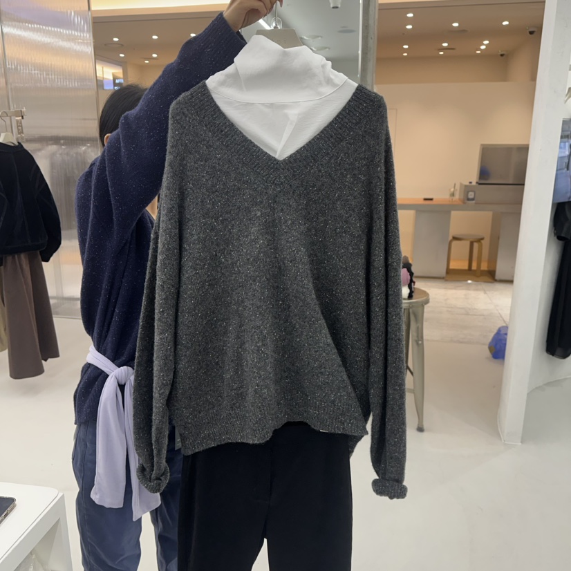 LEPI東大門代購女士新品人氣熱賣時尚休閑針織衫不含腰帶LEPI針織衫圖色2墨色