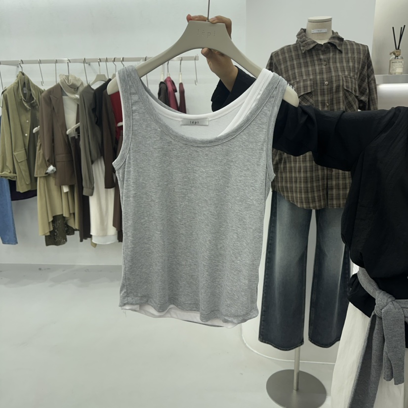 LEPI東大門實拍女士新品時尚休閑人氣推薦真品吊帶背心波紋LEPI吊帶/背心圖色2