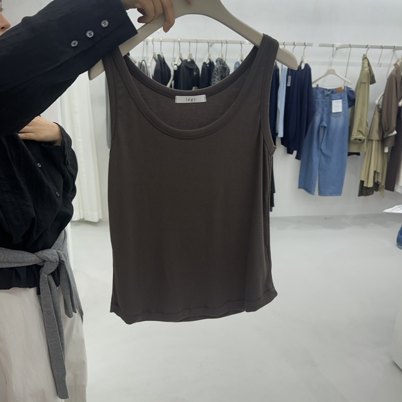 LEPI東大門實拍女士新品時尚休閑人氣推薦真品吊帶背心波紋LEPI吊帶/背心圖色3棕色