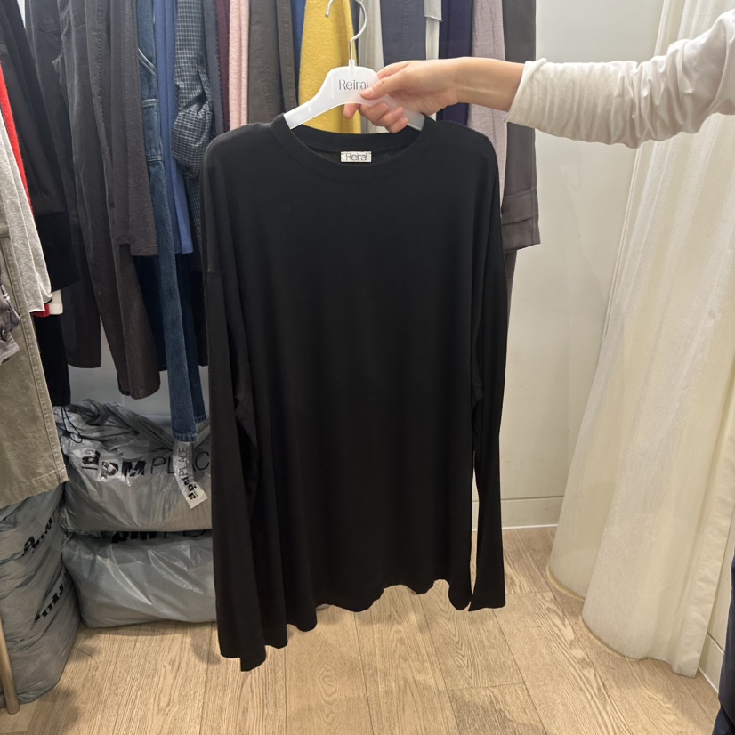 REIRAI韓國代購女士新款熱賣推薦人氣時尚休閑長袖T恤寬松Reirai長袖T恤圖色3黑色